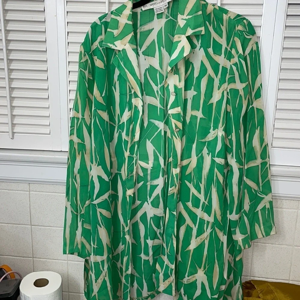 Anne crimmins for umi collection bamboo green flow top skirt two piece set SILK